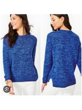 LILLY PULITZER | Bayport Cotton Crew Sweater Navy Blue Sz XL